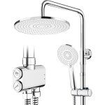 Colonne de douche � effet pluie sans robinetterie ronde de 25 cm avec pommeau de douche � 3 types de ...