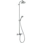 Hansgrohe ensemble de douche showerpipe croma 220 bain - douche thermostatique ecostat chrom rf 27223000 ...