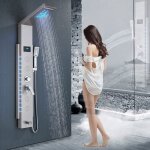 Colonne de douche hydromassage avec 5 fonctions led colonne douche en acier inoxydable avec �cran lcd ...