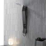 Colonne de douche hydromassante - distribain - ga003 - aluminium noir - d�me de pluie chrom� - jet unique ...