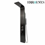 Colonne de douche - errolves - hydromassante - douchette r�glable - aluminium noir - 140x20x7 cm