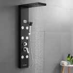 Colonne de douche hydromassante noire auralum - cran lcd - jets de massage
