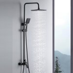 Colonne de douche mcanique auralum - noir - hauteur rglable 90 - 120 cm - 2 modes de sortie deau