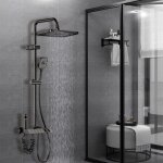 Colonne de douche avec mitigeur design piano keyaffichage digital led hauteur ajustablegris fonc�