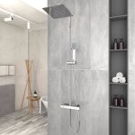 Colonne de douche colonne de douche avec mitigeur thermostatique chrome 8in douche � effet pluie