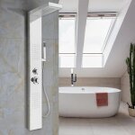 Colonne de douche murale en acier inoxydable - mitigeur thermostatique - douche de pluie et massage - ...