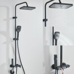 Colonne de douche noir ensemble de douche réglable 110 - 750cm avec pommeau de douche en abs 27x18cmcolonne ... Colonne de douche noir ensemble de douche réglable 110 - 750cm avec pommeau de douche en abs 27x18cmcolonne ...