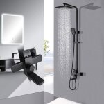 Colonne de douche noir avec mitigeur monocommande hauteur r�glable ensemble de douche avec douchette ...
