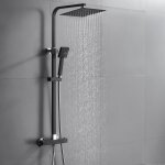 Colonne de douche noir avec mitigeur thermostatique 2 fonctions - auralum - haute rglable 80 - 120 cm ...