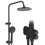 Colonne de douche noir pomme de douche ronde de 25 cm et 3 types de jets syst�me de douche