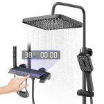 Colonne de douche noir titane avec t�te carr�estanew colonne de doucheaffichage led ciel �toil�douchette ...