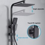 Colonne de douche noire - avec pommeau de douche anti - br�lure bouton � quatre niveaux hauteur r�glable ...