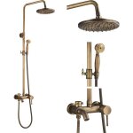 Colonne de douche r�tro laiton syst�me de douche r�glable mural en bronze avec mitigeur de douchepommeau ...