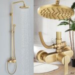 Colonne de douche r�tro vintage syst�me de douche or avec douchette ensemble de douche r�glable en laiton ...