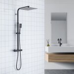 Colonne de douche thermostatique 38?c auralum - en inox - haute rglable 90 - 116 cm - avec douchette ...