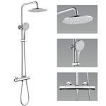 Colonne de douche thermostatique - auralum max - acier inox - chrom� - 3 modes douchette - hauteur r�glable ...