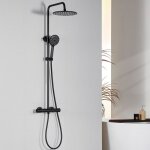 Colonne de douche thermostatique - auralum max - inox noir - douchette 3 modes - hauteur 102 - 125 cm ...