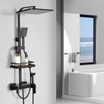 Colonne de douche avec thermostatique - dnkelar - rglable - laiton - noir