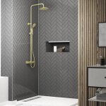 Colonne de douche thermostatique finition or dor� bross� - 133x26x52 cm - molly gold