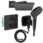 Colonne douche thermostatique hansgrohe ecostat square douche de tte vernis flexible isiflex douchette ...