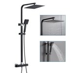 Colonne de douche thermostatique noir auralum - 2 fonctions - haute rglable 80 - 120cm