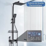 Colonne de douche thermostatique noir avec mitigeur 38�censemble de douche avec 4 fonctions hauteur r�glablesy ...