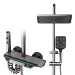 Colonne de douche thermostatique avec robinet affichage led tige r�glable de 70 � 110 cm 4 fonctions ...
