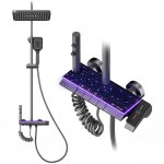 Colonne de douche titane avec t�te carr�e dewinneraffichage ledcolonne de douche 4 modes et hauteur r�glable ...