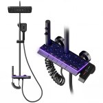 Colonne de douche titane avec t�te carr�e dewinneraffichage ledcolonne de douche 4 modes et hauteur r�glable ...