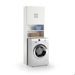 Colonne de lavage blanche au - dessus de la machine  laver avec armoire