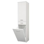 Colonne polyvalente - classic - blanc brillant - 2 portes - 1 tiroir - panier  linge