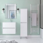 Colonne de rangement blanc laqu sur pieds - hauteur 160 cm - 2 portes - xenos
