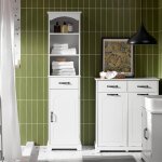 Colonne de rangement salle de bain - sobuy - 42x30x173 cm - blanc - �tag�res r�glables - tiroir int�gr� ...