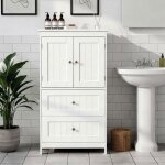 Colonne salle de bain avec 2 portes 2 tiroirs �tag�res r�glables meuble de rangement 60x30x110cm blanc ...