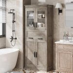 Colonne salle de bain avec 4 portes et 1 tiroir armoire salle de bain �tag�res r�glables 60x30x170 cm ...