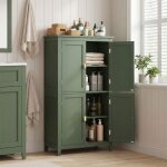 Colonne de salle de bain avec 4 portes �tag�res r�glables 30 x 60 x 110 cm vert