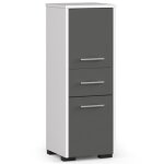 Colonne salle de bains akord fin blanche 30 cm 2 portes 1 tiroir fa�ade gris graphite 3 �tag�res 30x30x85 ...