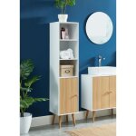 Colonne de salle de bain - ba�ta - gamme max - blanc et effet ch�ne - l 30 x p 295 x h 139 cm