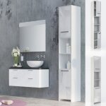 Colonne de salle de bain - bianco - 1950 x 300 x 300 mm - blanc brillant - classique - a poser au sol ...