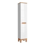 Colonne salle de bain ermano ? ch�ne clair et blanc brillant ? 35x187 cm ? 1 porte ? � poser