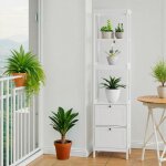 Colonne de salle de bain �troite meuble de rangement mdf et panneaux de particules blanc 40x30x160 cm ...