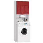 Colonne salle de bains fin blanche 64 cm (2) portes couleur rouge brillant - akord