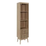 Colonne de salle de bain - klaus - 160cm - marron - 2 tiroirs - 3 niches