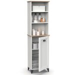 Colonne de salle de bain meuble de rangement armoire haute style vintage briebe eterna blanc 01192