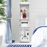 Colonne de salle de bain - rangement salle de bain (8mm) blanc - bois massif - a poser au sol - salle ...