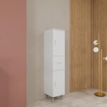Colonne de salle de bain sur pied 150cm 2 portes et 1 tiroir blanc brillant easy