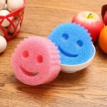 Color eponge smiley anti - rayures eponge vaisselle lavable antibact�rienne et r�utilisable