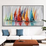 Coloré bateau À voile peinture illustration toile art affiches et gravures moderne mur art pour salon ... Coloré bateau À voile peinture illustration toile art affiches et gravures moderne mur art pour salon ...