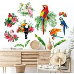 Color� perroquets tropicaux stickers muraux oiseaux stickers amovibles pour jardin p�pini�re d�coration ...