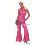 Combinaison disco  paillettes rose femme - marque - taille s / m - patte dph - col pointu
